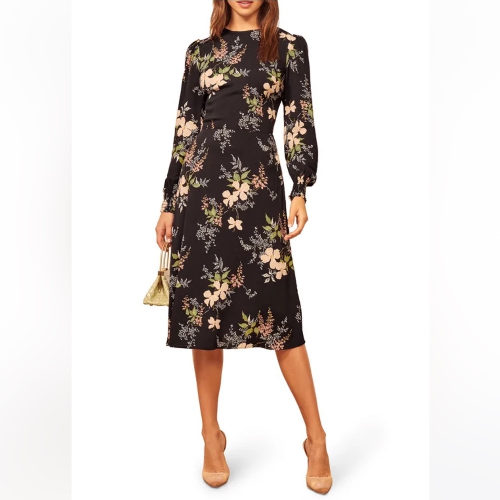 Reformation Black Floral Dress